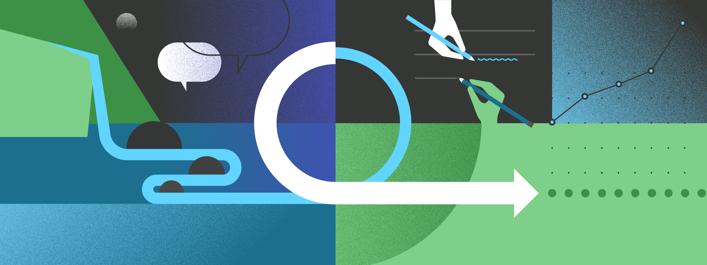 Illustration of symbols representing Agile and waterfall